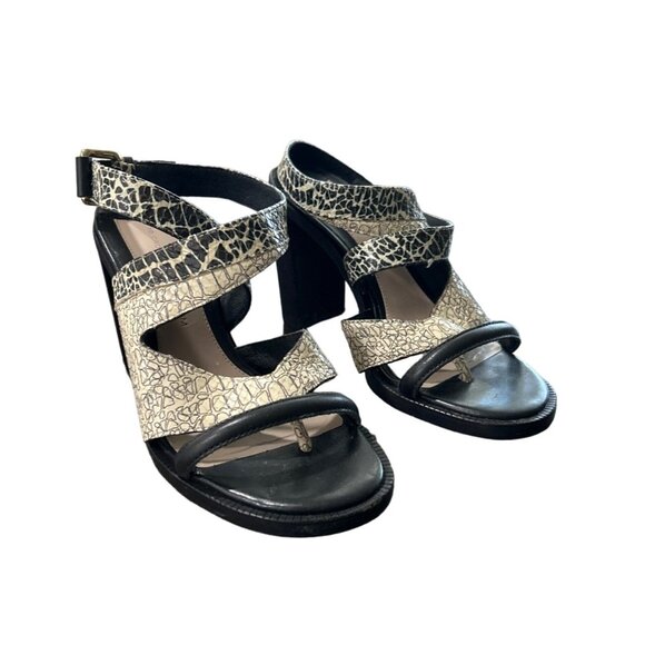 DEREK LAM Crosby Women's Heels Shirin Snake Stappy Sandal Leather Size 10 - Picture 2 of 9